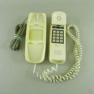 Touch Tone Phone Telephone Push Button Desk Wall Tan Beige Cord