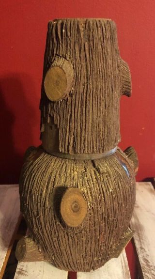 Vintage Wood Bark Wrapped Glass Carafe Decanter W/ Glass Cup Rustic Primitive