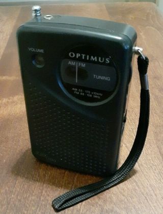 Vintage Optimus Am Fm Pocket Transistor Radio Black Has An Antenna