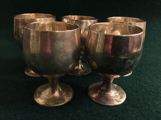 5 - Vintage Goblets,  Epns India Silver Plated - 2.  25” Tall & 1.  5”diameter