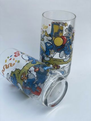 Glassware - Set Of 2 Vintage Smurf Glasses