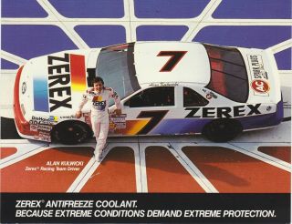 Alan Kulwicki 7 Zerex 1989 Post Card - Hero Card - Nascar