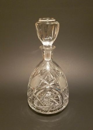 Vintage Decanter Clear Crystal Cut Glass Star Of David