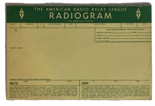 Vintage American Radio Relay League Radiogram Sheets Pad Ham Radio Collector