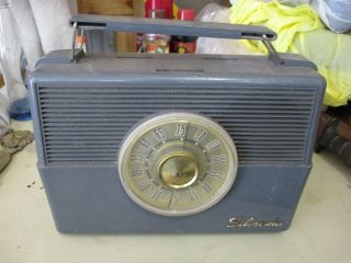 Rare Gray Silvertone Portable Radio Model 3217 Hard To Find 1954