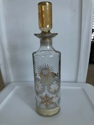 Stitzel Weller Four Seasons Glass Bottle Old Fitzgerald Decanter 12 1/4 " Tall