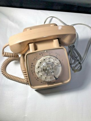 Vintage Rotary Dial Telephone Phone Gte Automatic Dark Beige/tan Hf - 808100 - Csa
