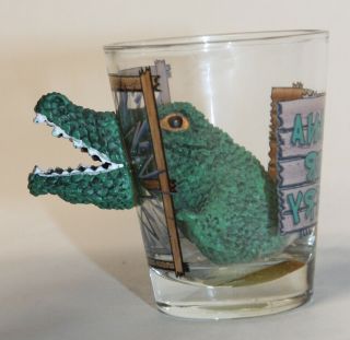 Louisiana Gator Country Souvenir Shot Glass 3d Alligator Coming Out Of Glass