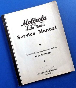 1941—motorola Auto Radio Service Manual—schematics,  Parts Lists,  Instructions