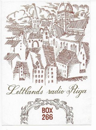 Qsl Radio Riga Latvia Ssr Ussr Soviet Union 1973 Box 266 Lettland 5935 Khz Dx