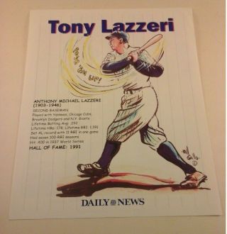 2004 Daily News Promotional Insert Art Print & Photo Of Ny Yankees Tony Lazzeri