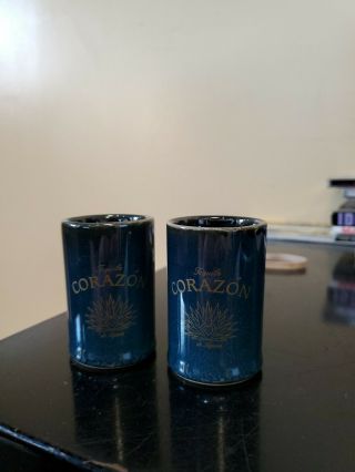 Tequila Corazon De Agave Blue Collectible Shot Glass X 6 Glasses.