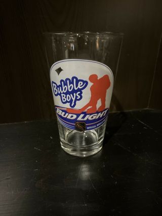 Bubble Boys Budweiser Bud Light Nhl One Pint Bar Glass Official Beer Of The Nhl