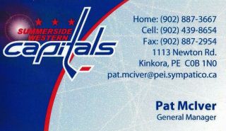 Mjahl Summerside Western Capitals Hockey Business Card