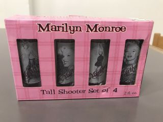 Marilyn Monroe Tall Shot Glasses.  Set Of 4 Nib