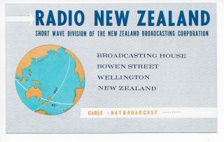 Qsl Radio Zealand Broadcasting Corporation Zl8 Wellington 9620 Kcs Sign Dx