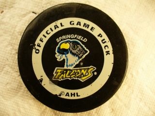 Ahl Springfield Falcons Andrews Official Game Hockey Puck Collect Pucks