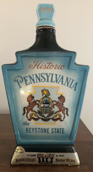 Vintage 1967 Jim Beam Pennsylvania Keystone State Whiskey Bottle Decanter - Empty