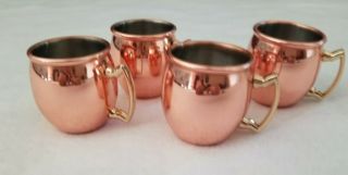 Set Of 4 Moscow Mule Shot Cup Solid Copper