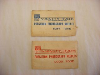 Phonograph Gramophone Needle Tin & Packets - 2 Vanity Fair Packets - Empty 2022