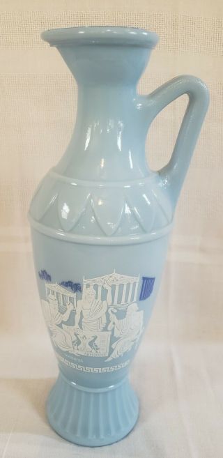 Vintage Prohibition Era Jim Beam Whiskey Decanter/bottle Blue Milk Glass