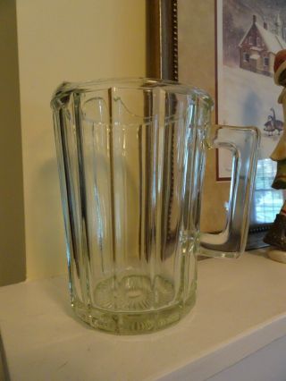 Vintage Ribbed Clear Glass Pitcher With Ice Lip - D Handle - 4 Cup Capacity