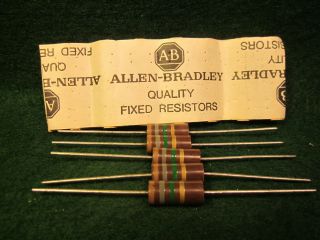 (1) 5 Pack Allen Bradley Carbon Comp 1.  8 Meg Ohm 2 Watt 5 Resistors Nos
