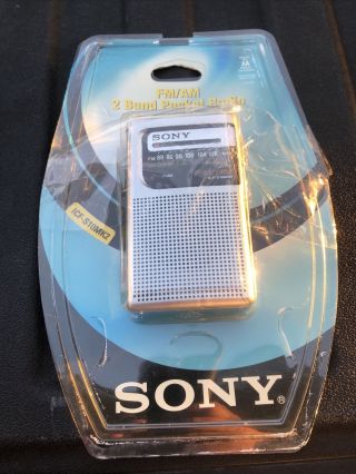 Vintage Sony Icf - S10mk2 Pocket Am Fm Radio Silver In Open Package