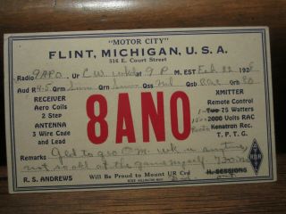 1928 Ymca Evansville Indiana - Flint Michigan - Qsl Ham Radio Vintage Postcard