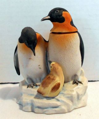 Ski Country Penguin Family Birds Mini Porcelain Decanter Bottle 1978