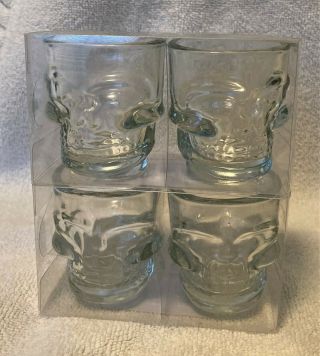 Set Of 4 Skull Shaped Shot Glasses (2 Per Pack) Halloween,  Bar,  Parties -
