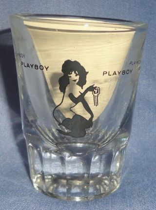 Vintage Playboy Club Shot Glass W/ Bunny Holding Key 3 " Tall