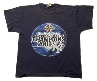 Vintage York Yankees Nyy 2001 Al Champions T Shirt Size Large L Mlb Champs