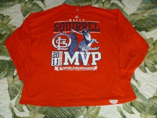 Mens Majestic St Louis Cardinals Baseball 2011 World Series T Shirt Long Sleeve