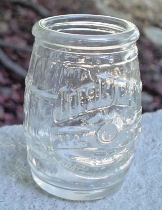 Jim Beam Barrel Shot Glass Vintage Look Raised Letter