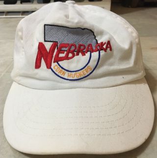 Vintage Nebraska Cornhuskers White Cap Hat National Champions Football (2 Marks)