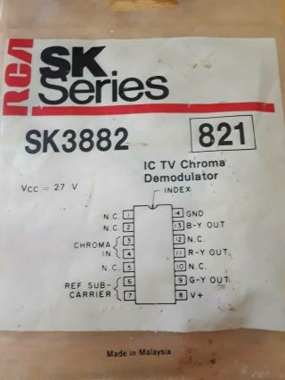 Rca Sk3882 Integrated Circuit Repl,  Ecg821,  Nte821 Sk