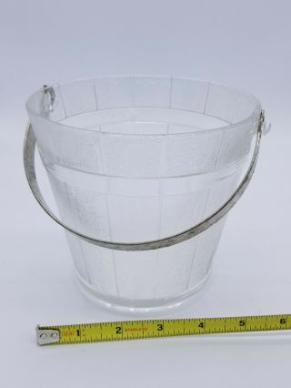 Vintage Glass Ice Bucket With Hamered Aluminium Handle 2