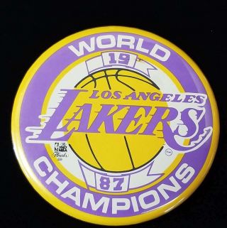Rare Large L.  A Lakers 1987 World Champions Nba Basketball Pin Lal76