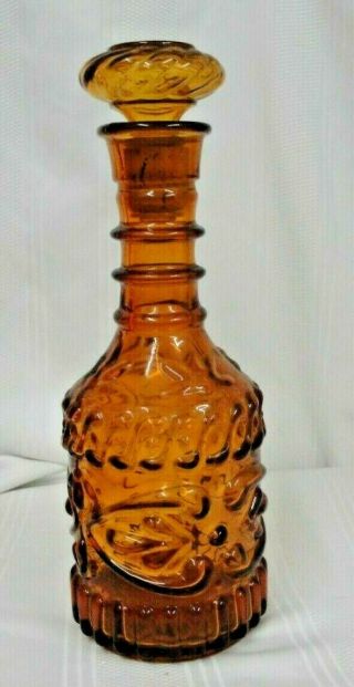 Vtg Jim Beam Amber Glass Decanter Liquor Bottle W/stopper