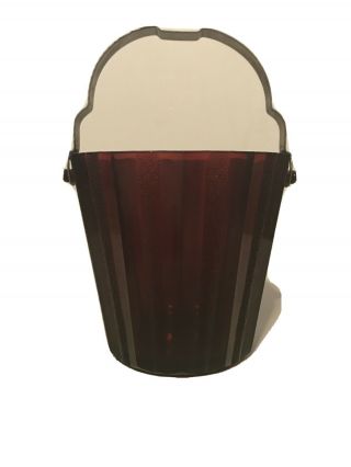 Vintage Ice Bucket,  Wine Chiller,  Red Glass,  Metal Handle