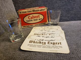 Vintage Calvert Whiskey Advertising Shot Glass Taste Test Kit W/original Box
