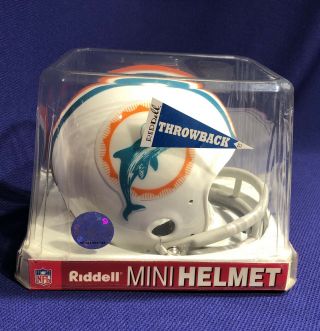 Vintage Miami Dolphins Riddell Mini Football Helmet 3 - 5/8” W/display Case