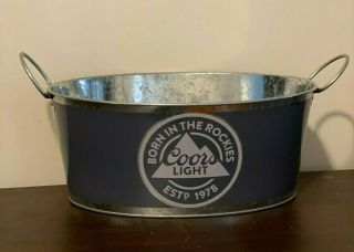 Coors Light Metal 7.  5 Quart Oval Beer Ice Bucket With Handles