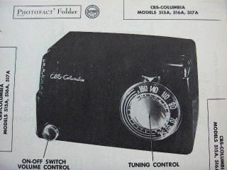 Cbs Columbia 515a,  516a,  517a Radio Photofact