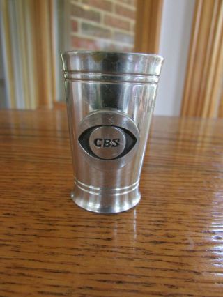 Vintage Pewter 95 Tin Cbs Television Network Shot Glass