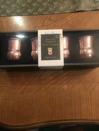 Hammered Copper Finish On The Outside Stainless Steel Highball Shot Glasses