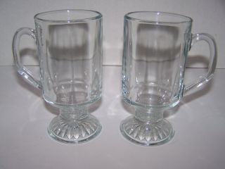 Set Of 2 Clear Glass Irish Coffee Mugs