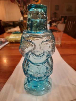 Wc Fields Blue Glass Decanter W/ Shot Glass Holiday Xmas Gift