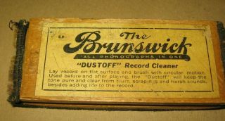 Vintage Brunswick Phonograph Dustoff Advertising Record Brush Cleaner Stock D